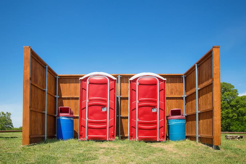 Short-term porta potty units staged for delivery in Brockton, Massachusetts