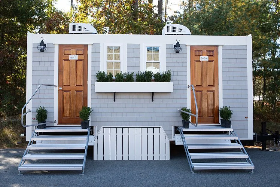 Wedding restroom units discretely staged at a venue in Brockton, Massachusetts
